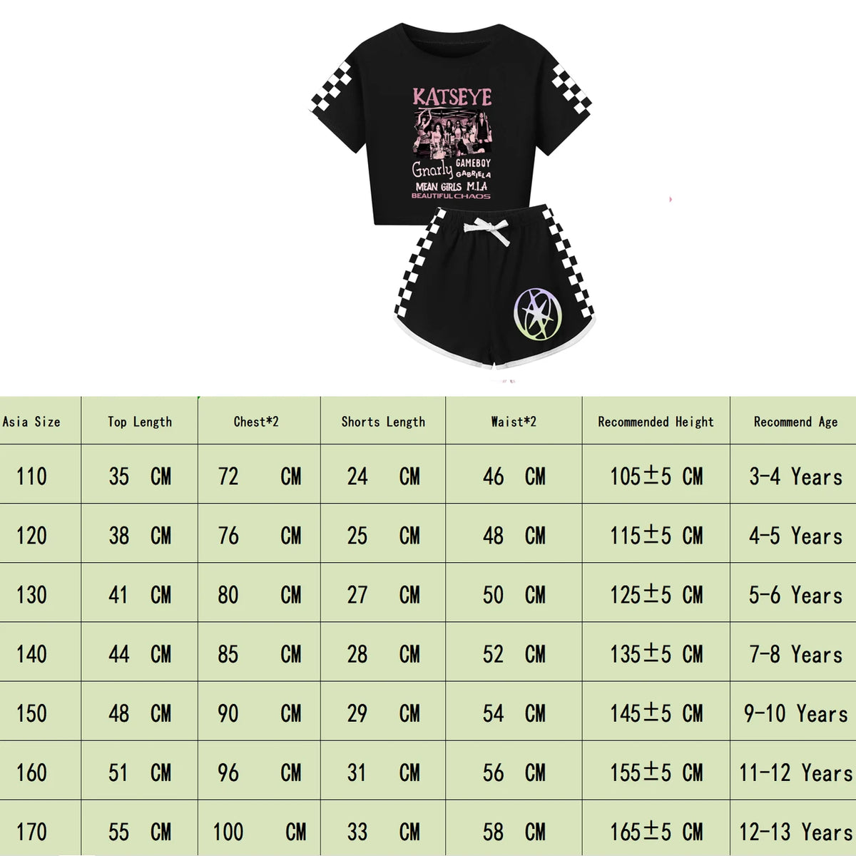 Girls T Shirt Katseye Beautiful Chaos T-shirt And Shorts Clothes