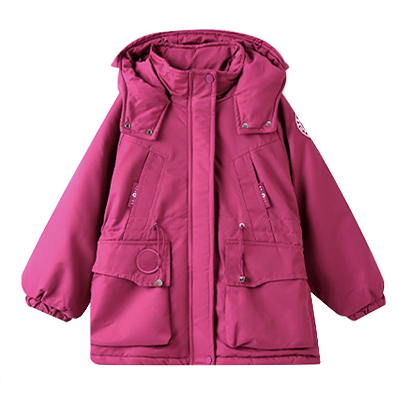 Girls' Winter Thermal Plush Cotton Jacket Kids Casual