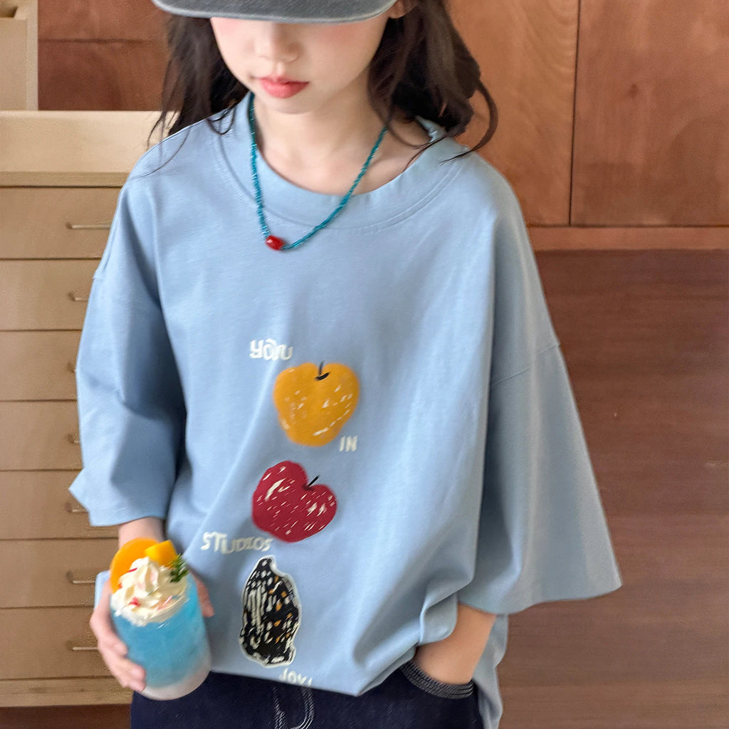 Girls' Short Sleeve T-Shirt for Middle School Students