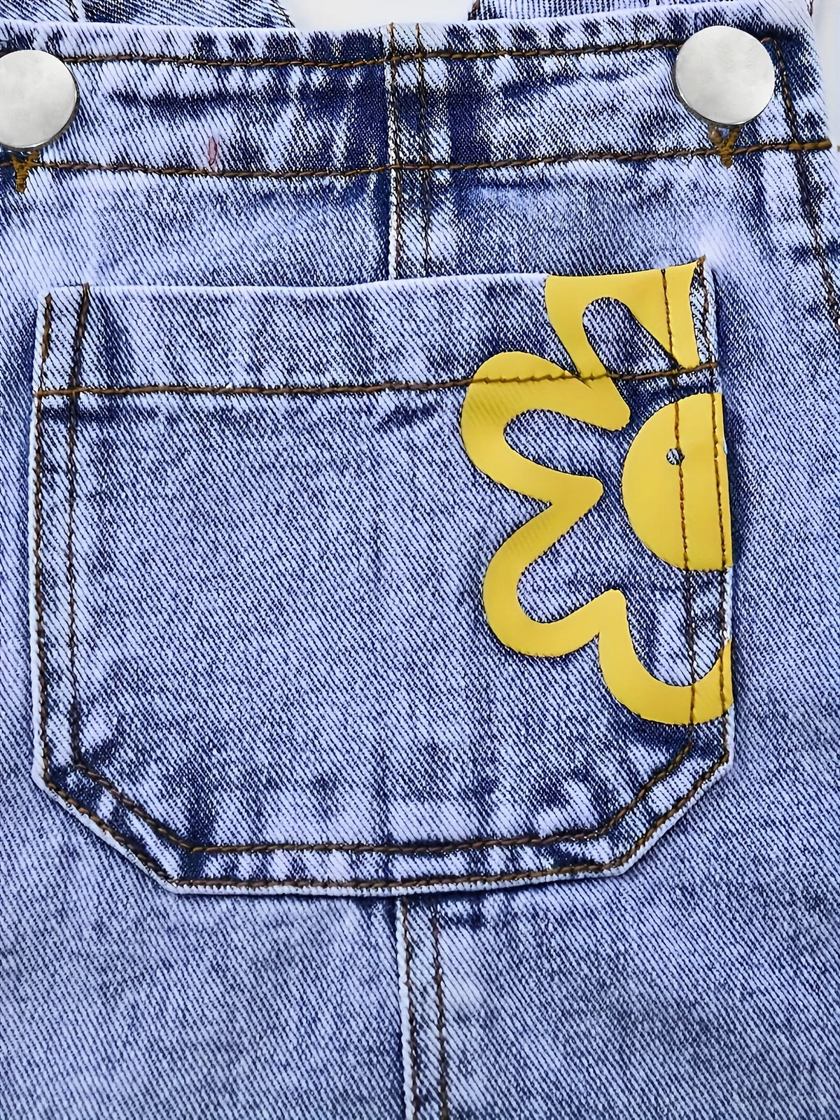 Girl's Y2K Sunflower Pattern Printed Straight and Loose Denim Drawstring Pants