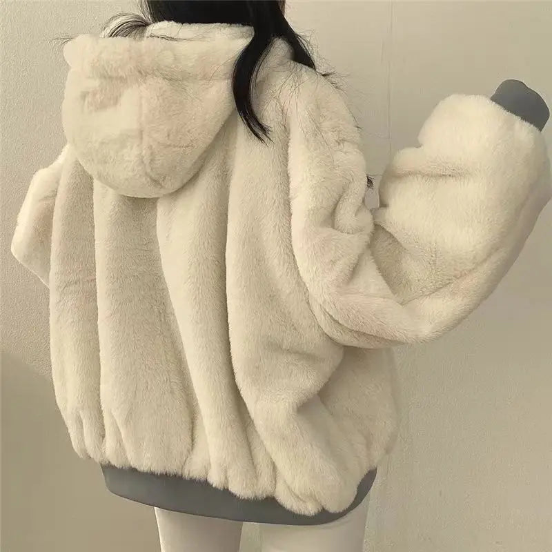 Fashion Double Sided Thicken Parkas Women Winter Warm Fleece Loose Coats Zipper Jacket