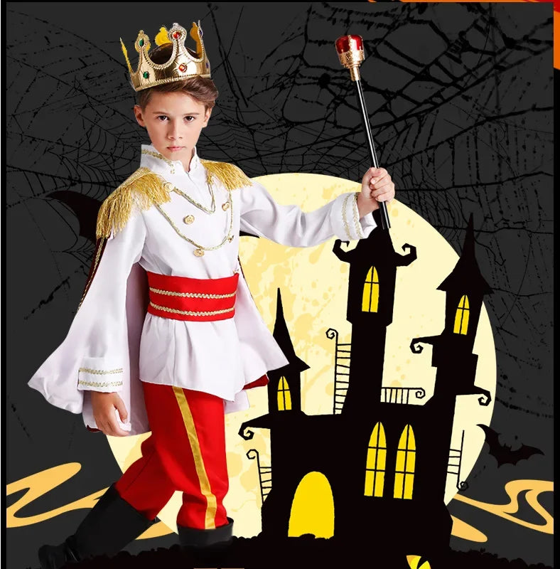 7 Pieces Boys King Carnival Costume Medieval