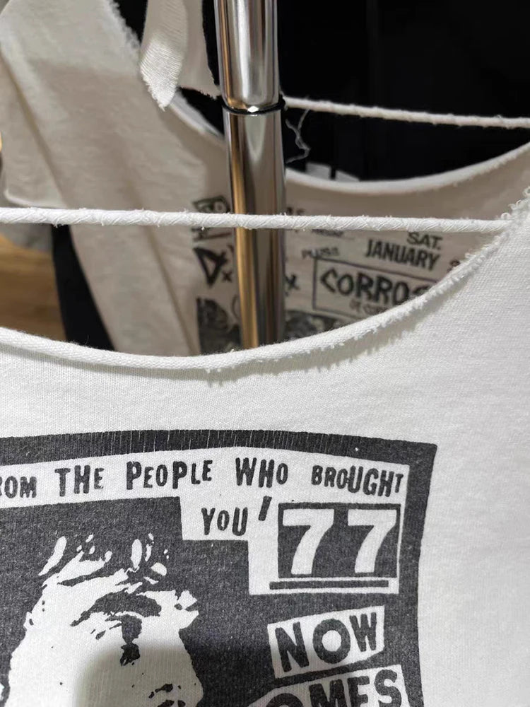 Vintage T Shirt Women Casual Summer White Round Neck Short