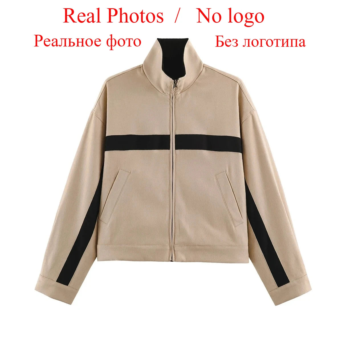 Autumn Women's Jackets Oversized Vintage Bomber Jacket Zip Up Turn Down Collar Short Coat Streetwear Fashion Outwear