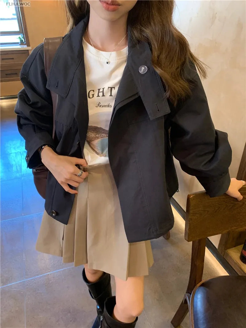 Woman Casual Loose Lazy Chic Long Sleeve Cotton Blends