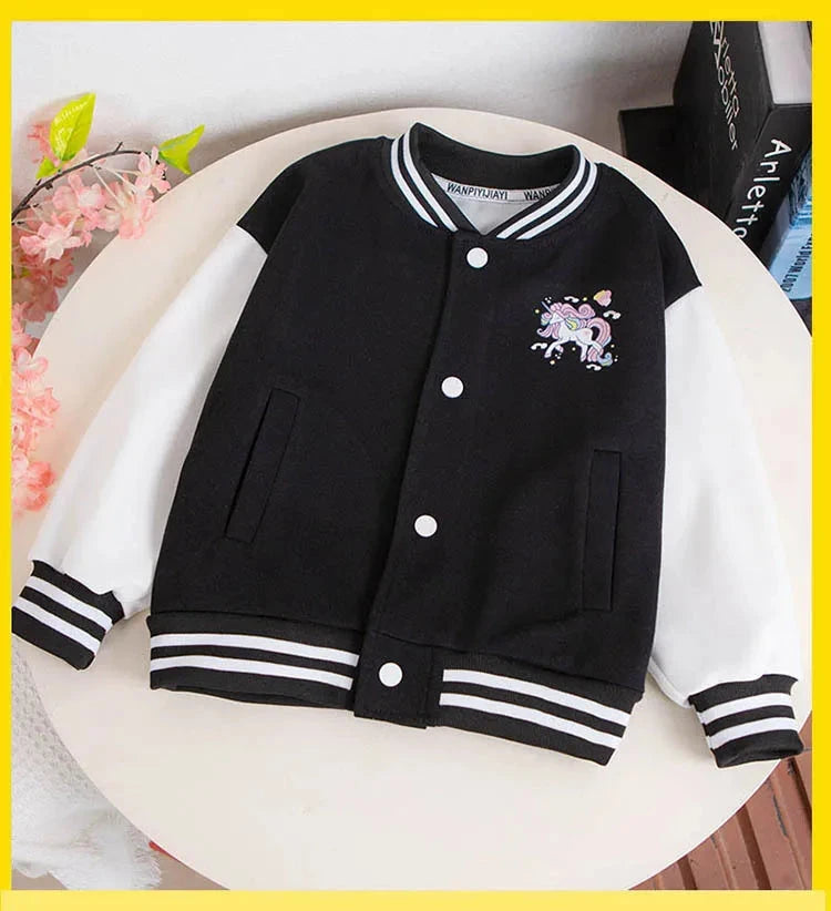 Girls Cartoon Unicorn Jackets For 3-12 Years Teens Clothes For Teenage Girls Sports Outerwear