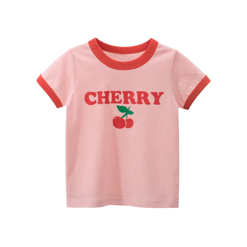Toddler Kid Girls Cotton T Shirt Short Sleeve Infant Top Cartoon Flower