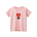 Toddler Kid Girls Cotton T Shirt Short Sleeve Infant Top Cartoon Flower