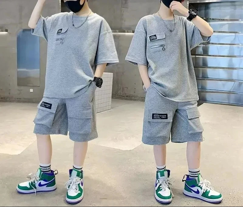 T-Shirt+Shorts 2-Piece Boys Letter Printing New Children Teen
