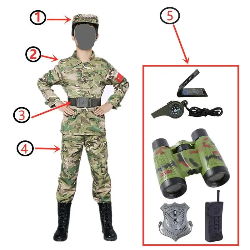 Boys Camouflage Army Soldier Dress Up Costume for Party