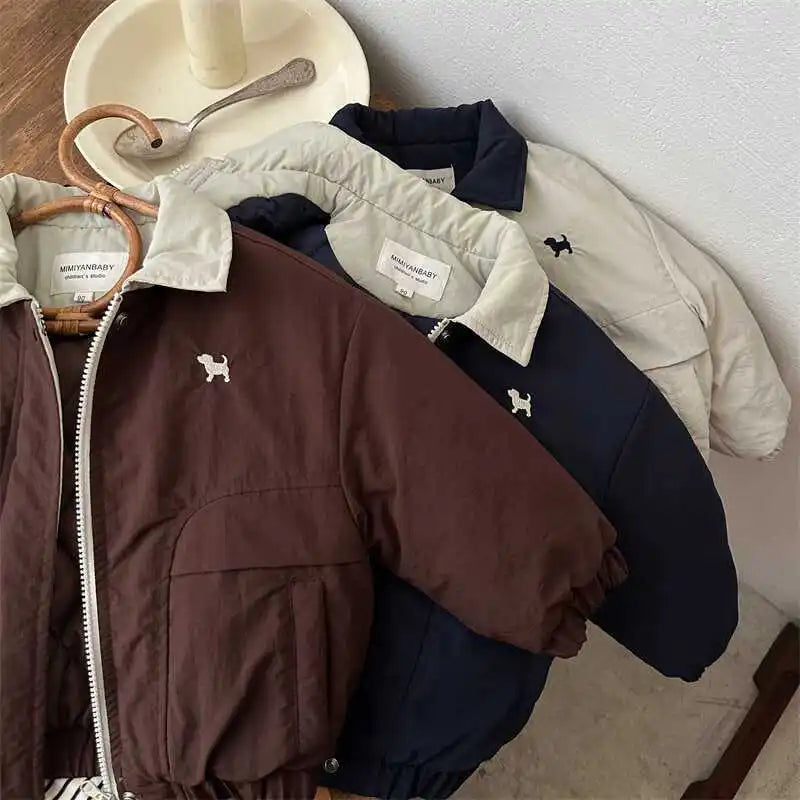 Autumn and Winter Children's Jacket New Boys' and Girls' Cotton Jacket Cartoon Baseball Jacket Thick Collar Coat