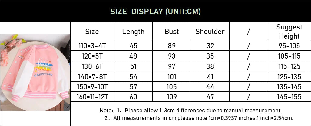 Girls Cartoon Unicorn Jackets For 3-12 Years Teens Clothes For Teenage Girls Sports Outerwear