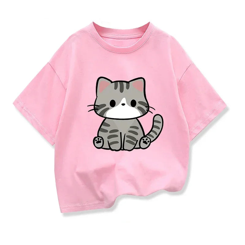 T Shirts Cute Cat Graphic Girls Casual