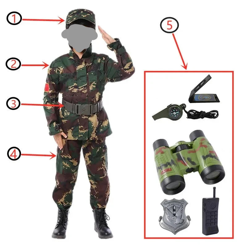 Boys Camouflage Army Soldier Dress Up Costume for Party
