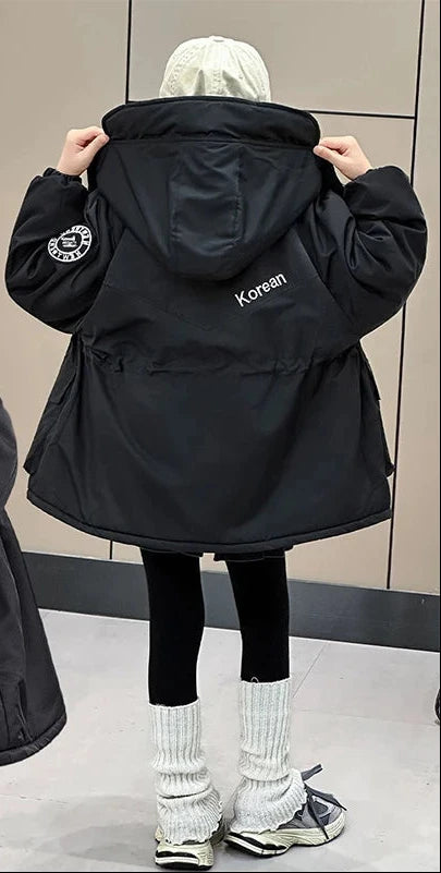 Girls' Winter Thermal Plush Cotton Jacket Kids Casual