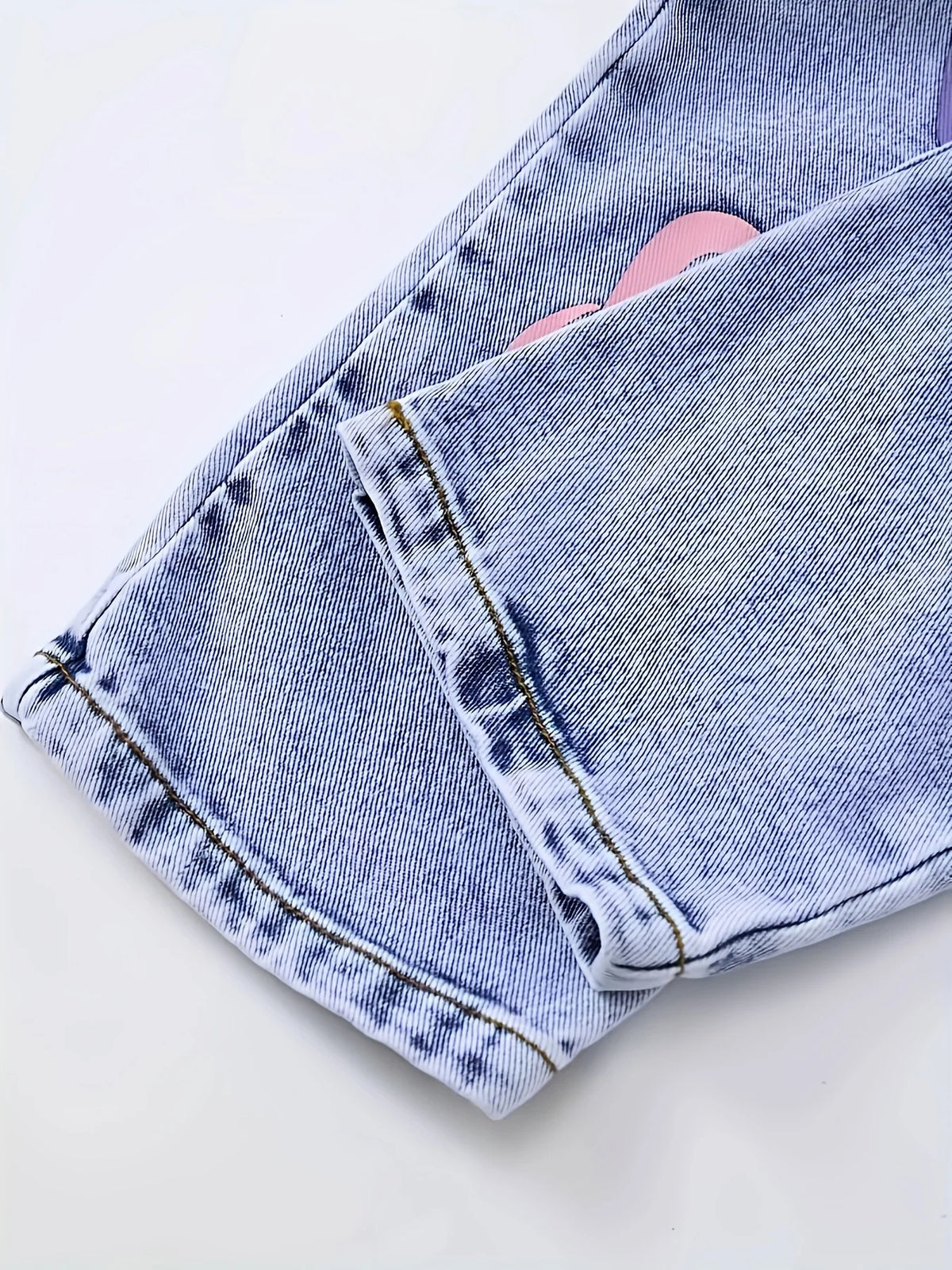 Girl's Y2K Sunflower Pattern Printed Straight and Loose Denim Drawstring Pants