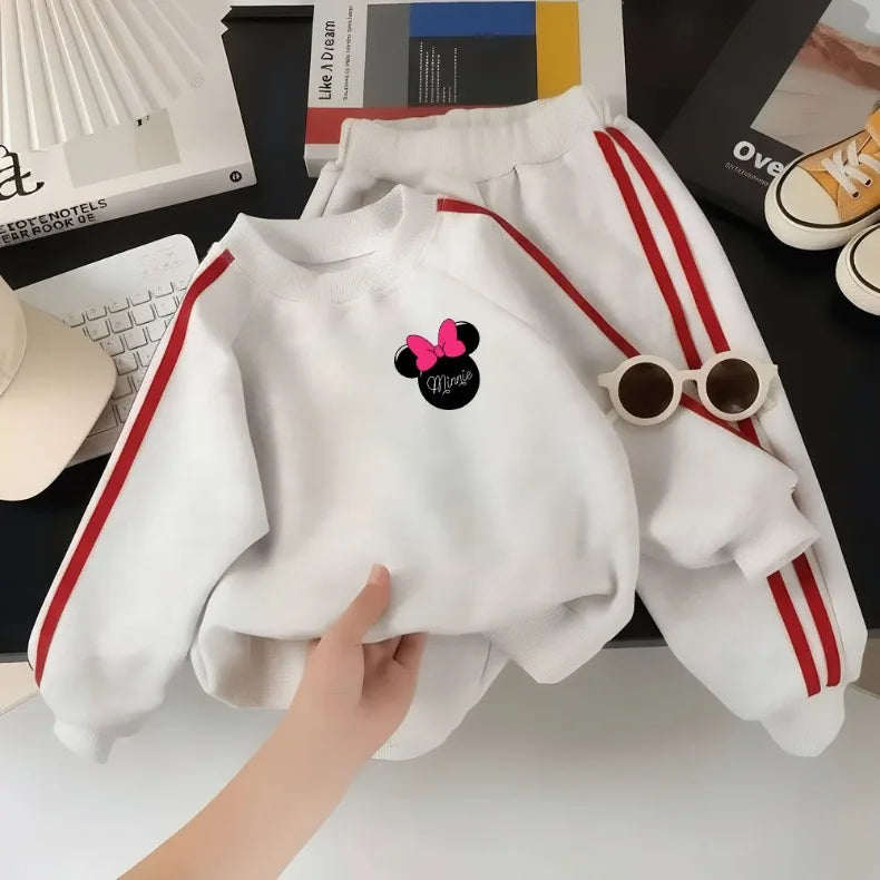 2 PCS Girls Cartoon Printed Casual Hoodies Long Pant Kids