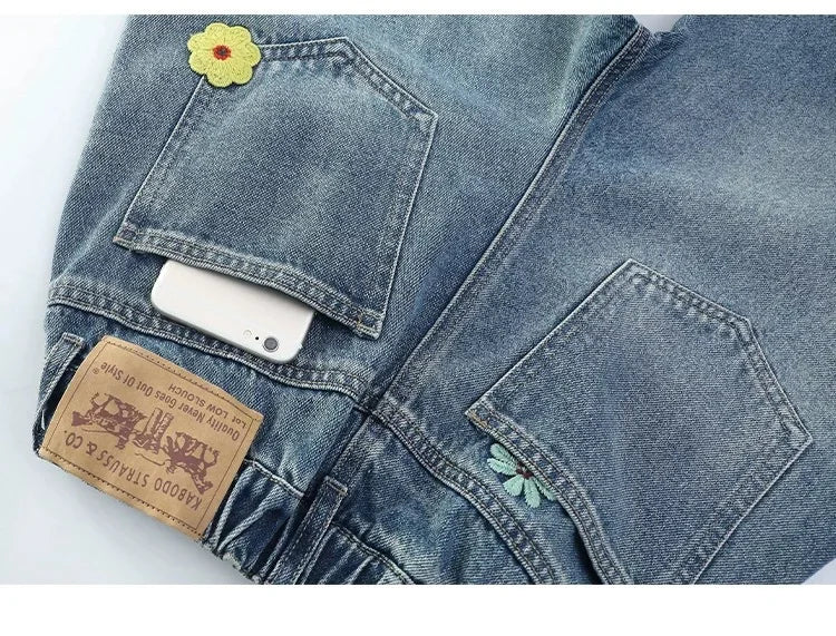Teenagers Spring Girls Jeans Flower