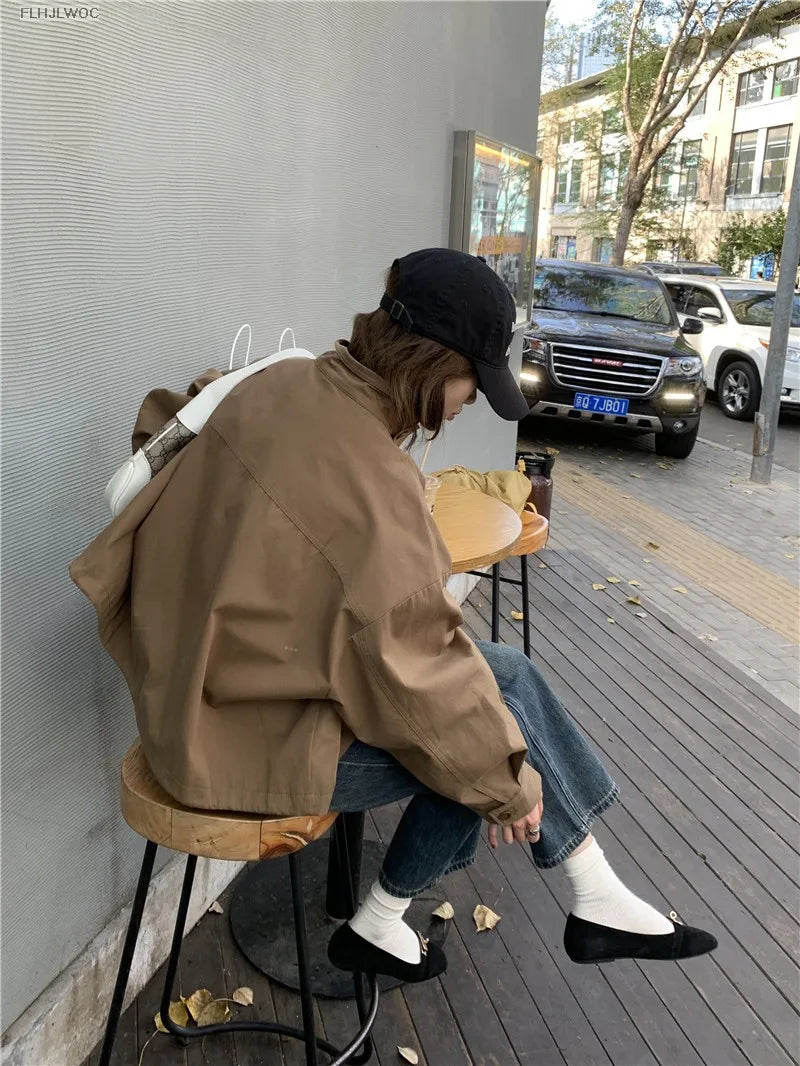 Woman Casual Loose Lazy Chic Long Sleeve Cotton Blends