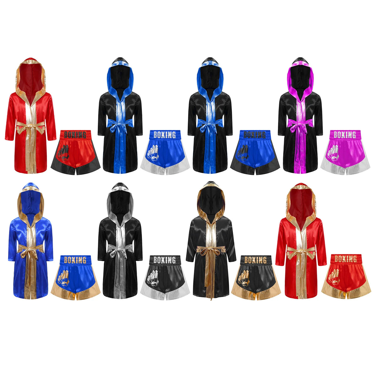 Kids Boys Boxing Costume Halloween Boxers Cosplay Costume 2 Piece Boxing Robe And Muay Thai