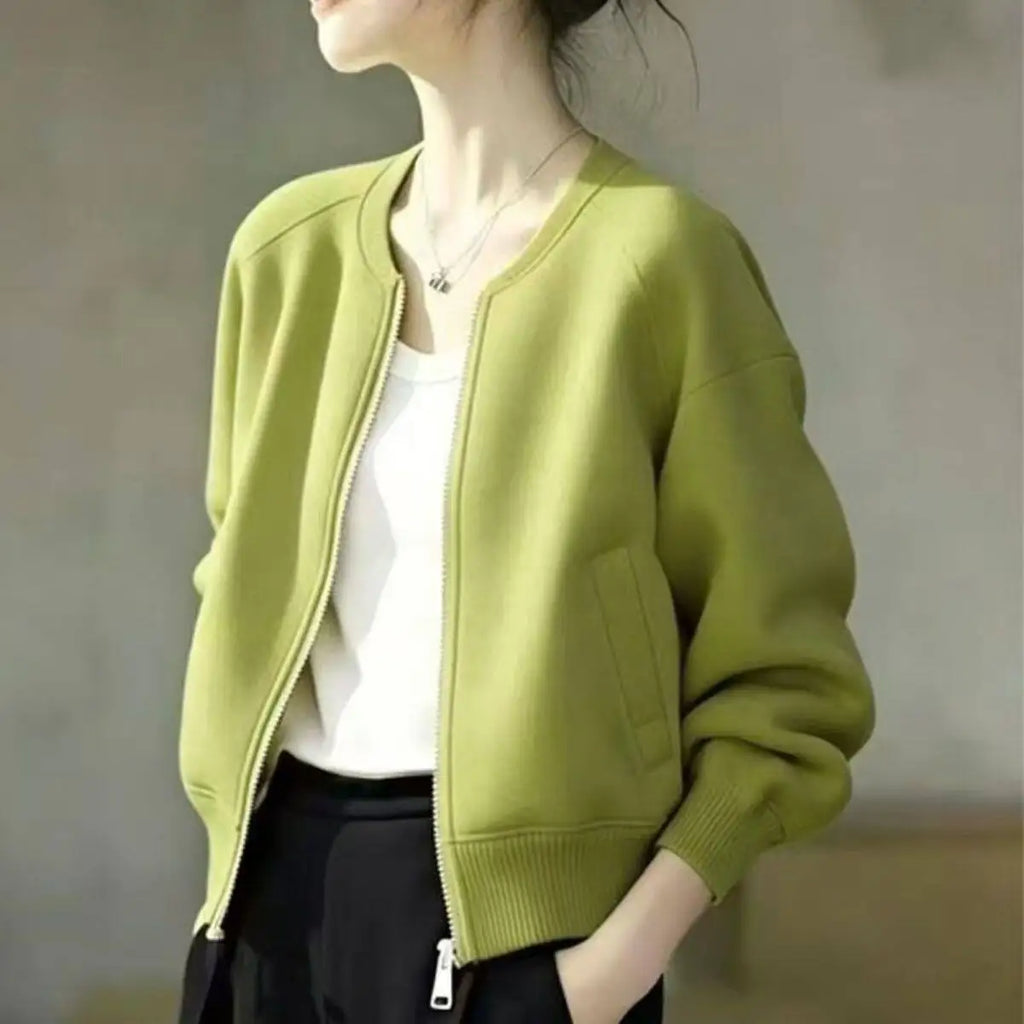 Short Jacket Women'S Loose And Casual Versatile Zipper Cardigan