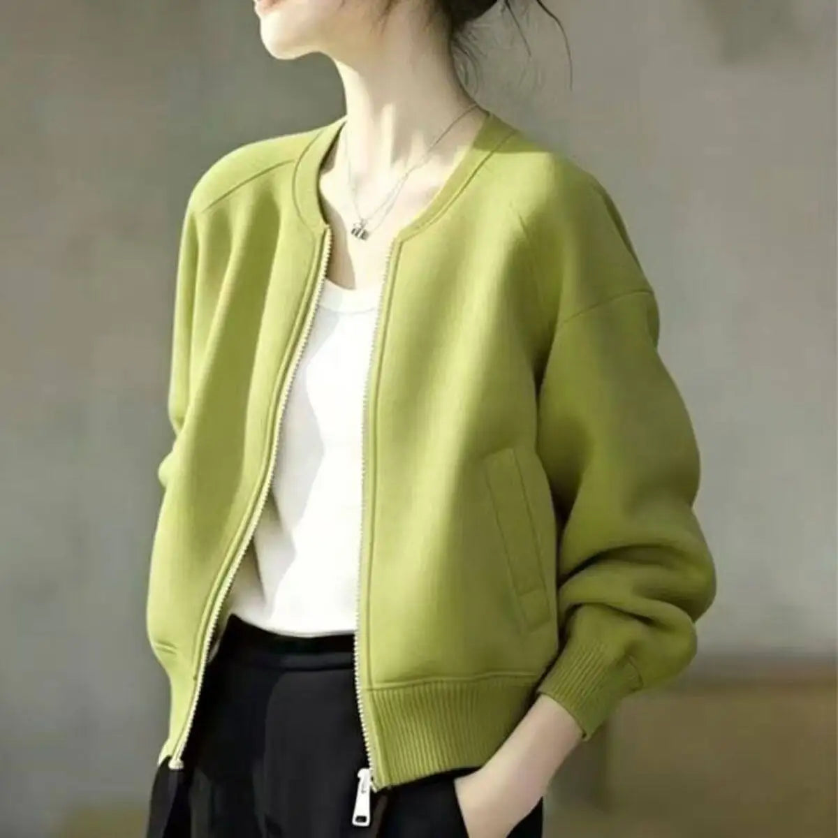 Short Jacket Women'S Loose And Casual Versatile Zipper Cardigan