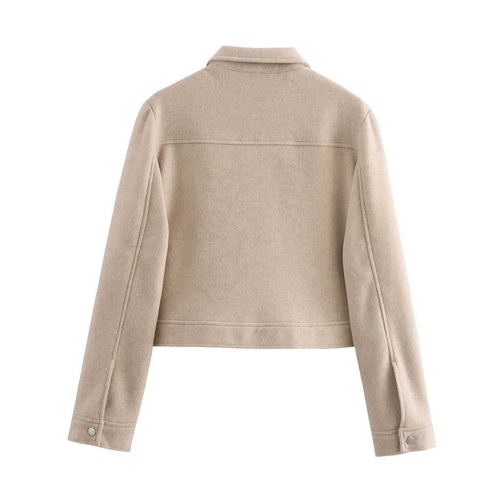 Women's Zipper Jacket Coat New Winter Long Sleeve Pocket Outerwear Coat Short Street Elegant Women's Jacket