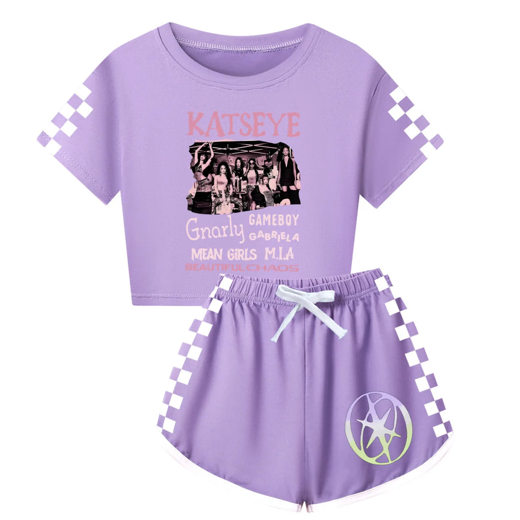 Girls T Shirt Katseye Beautiful Chaos T-shirt And Shorts Clothes