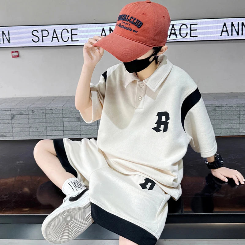 New Letter Fashion T-Shirt + Shorts 2Pcs Boys