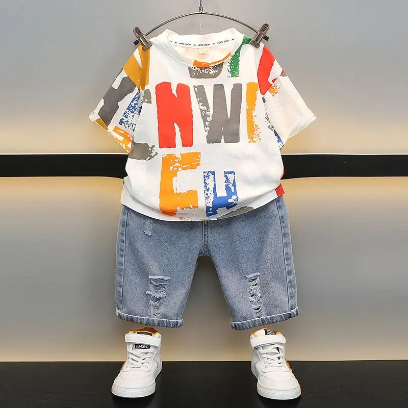 T-Shirts Denim Shorts 2 Pieces