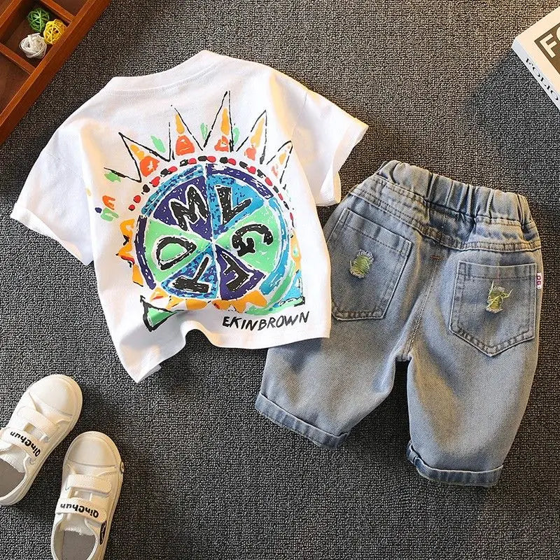 T-Shirts Denim Shorts 2 Pieces