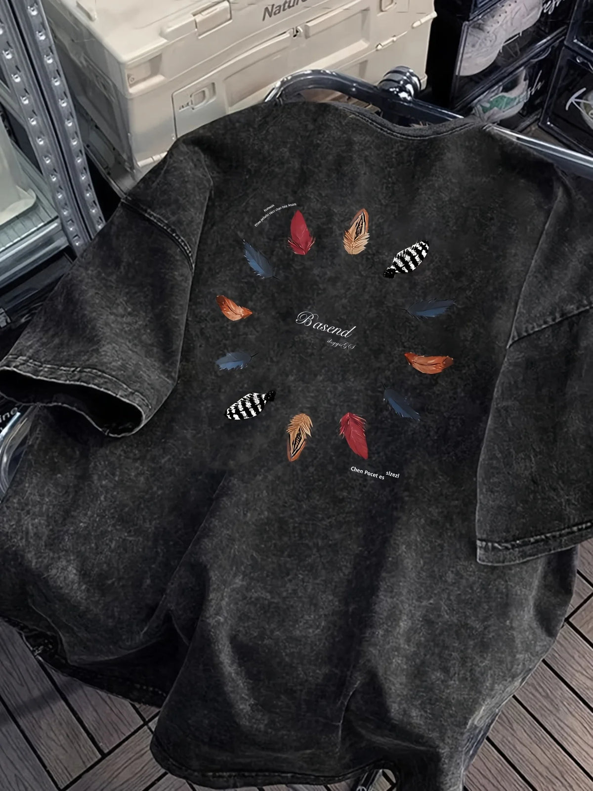 Vintage Washed Print Pattern Retro Round Neck T-Shirt Casual Outdoor Use 100% Cotton Breathable Comfortable