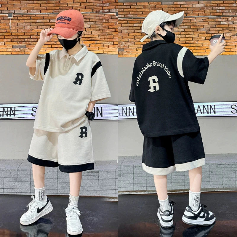 New Letter Fashion T-Shirt + Shorts 2Pcs Boys