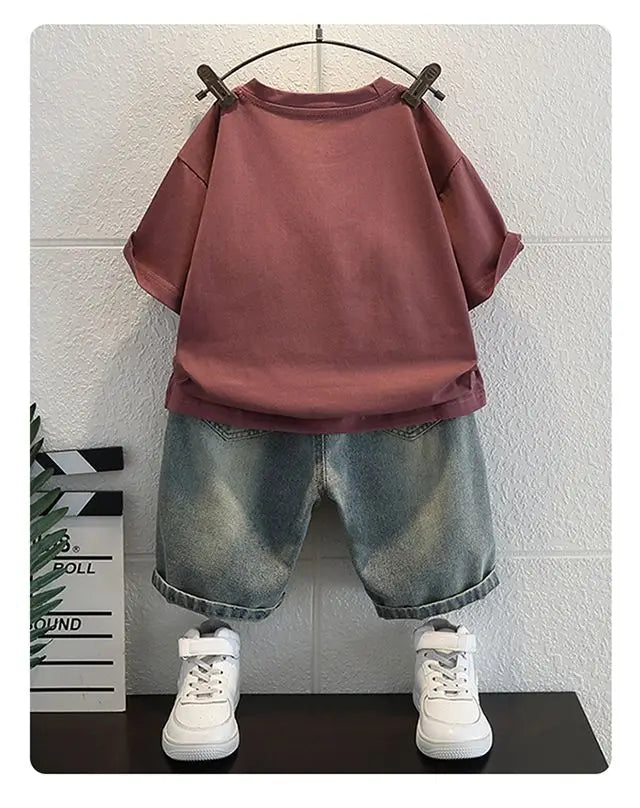 T-Shirts Denim Shorts 2 Pieces