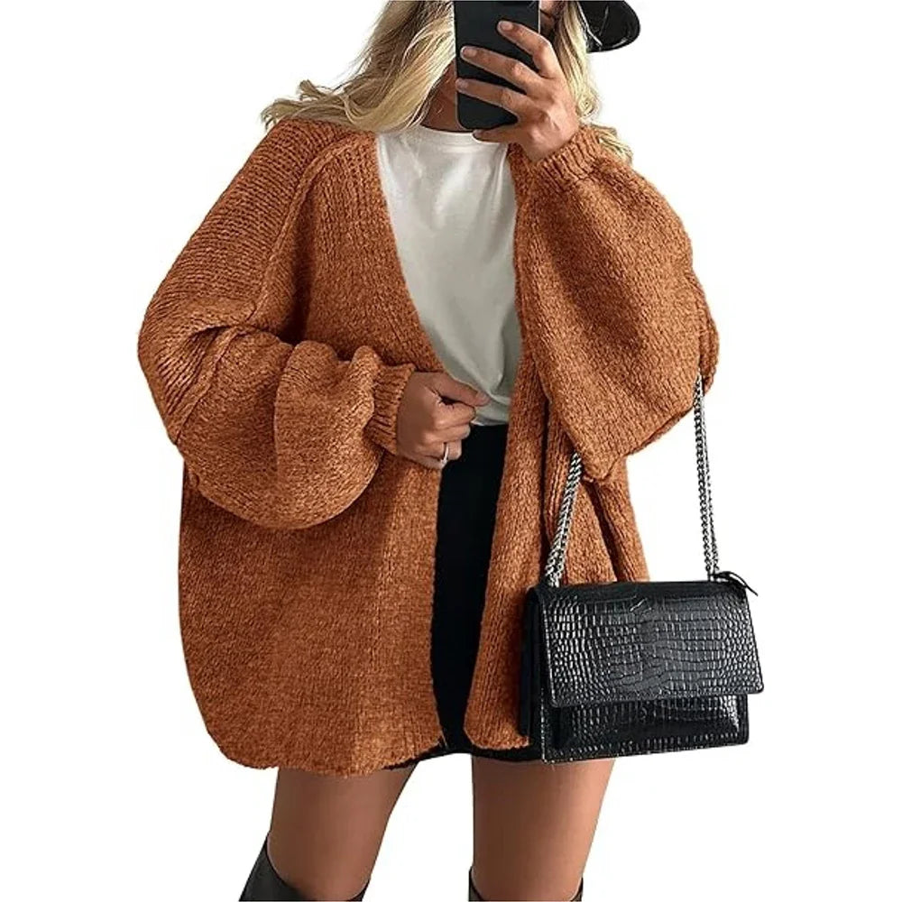 Women's Autumn Winter Knitted Cardigan Sweater Women Jacket Casual Stylish Solid Color Long Sleeve Jackets