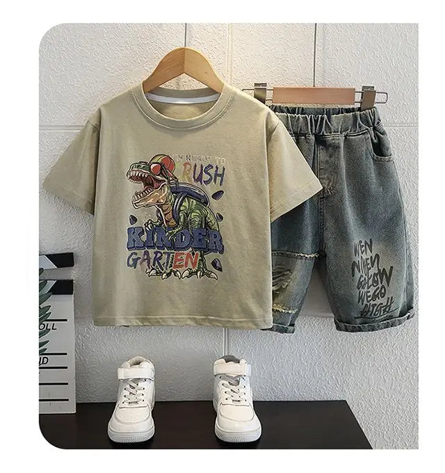 T-Shirts Denim Shorts 2 Pieces