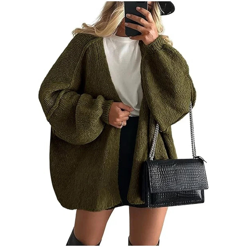 Women's Autumn Winter Knitted Cardigan Sweater Women Jacket Casual Stylish Solid Color Long Sleeve Jackets