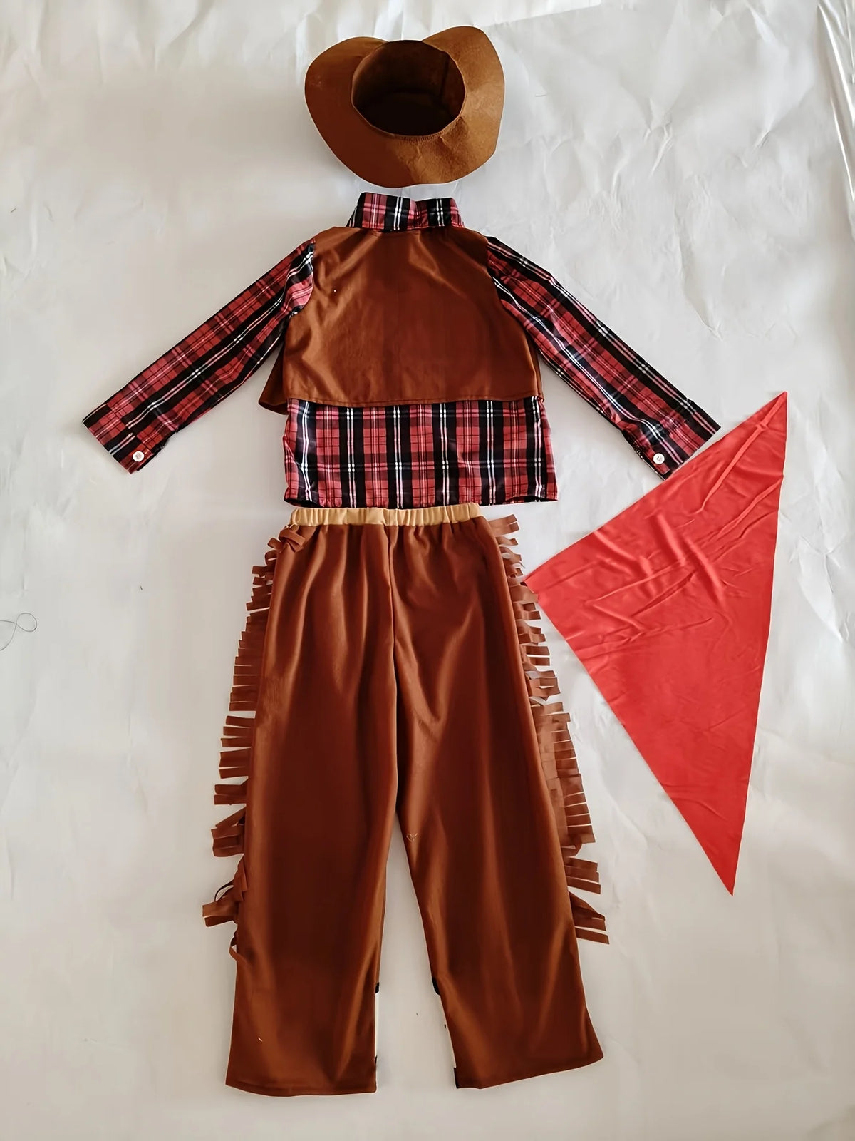 Boys Cowboy Costume Set with Top, Pants, Hat & Bandana, Kids Western Style Halloween Fancy Dress