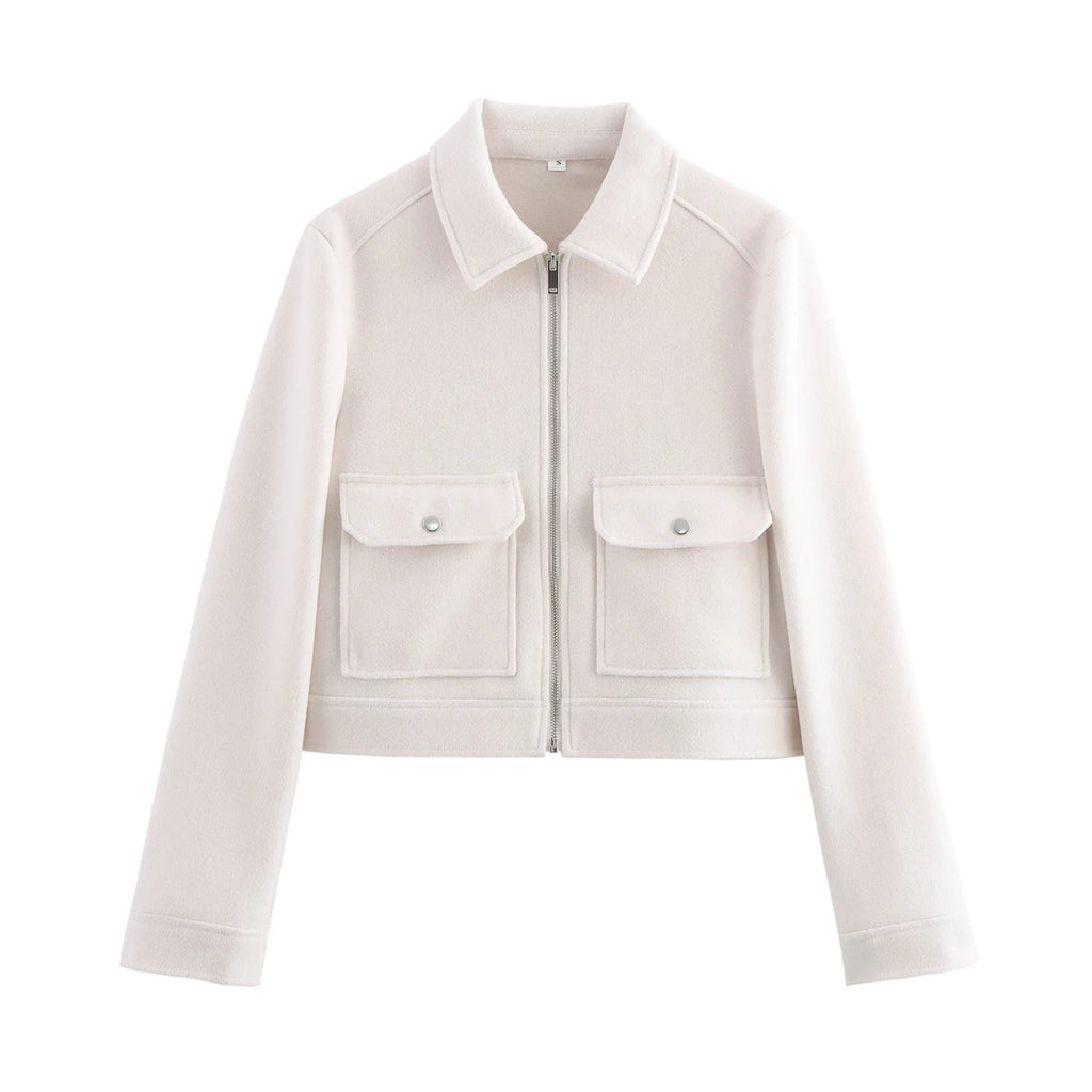 Women's Zipper Jacket Coat New Winter Long Sleeve Pocket Outerwear Coat Short Street Elegant Women's Jacket