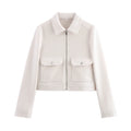 Women's Zipper Jacket Coat New Winter Long Sleeve Pocket Outerwear Coat Short Street Elegant Women's Jacket