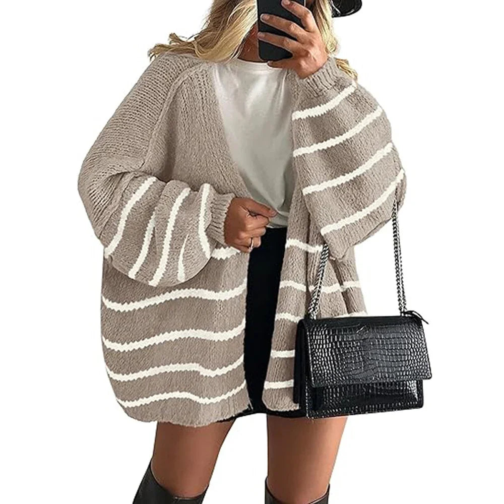 Women's Autumn Winter Knitted Cardigan Sweater Women Jacket Casual Stylish Solid Color Long Sleeve Jackets