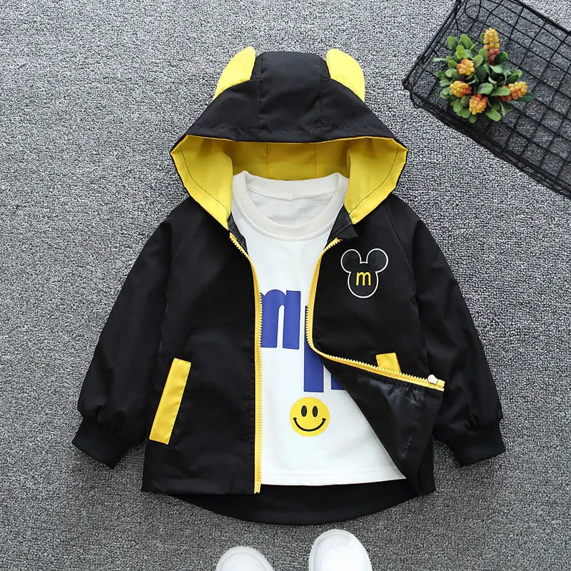 Hooded Jacket Fashion Solid Letter Print Outerwear for 1-6 Years Kids Children Windbreaker Coat