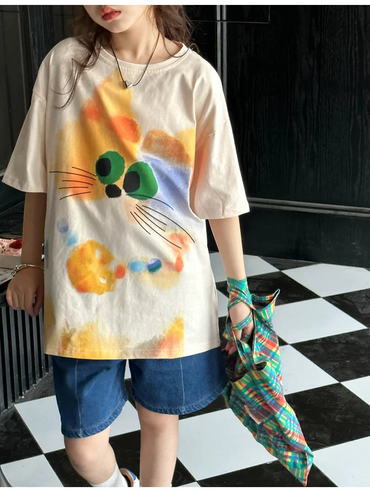 Girls' short sleeve T-shirt summer