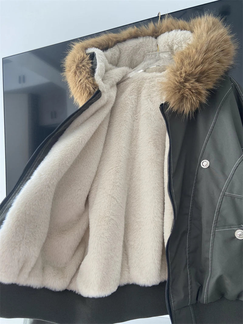Hooded Parkas Thicken Padded Jackets Casual Zipper Gothic Women