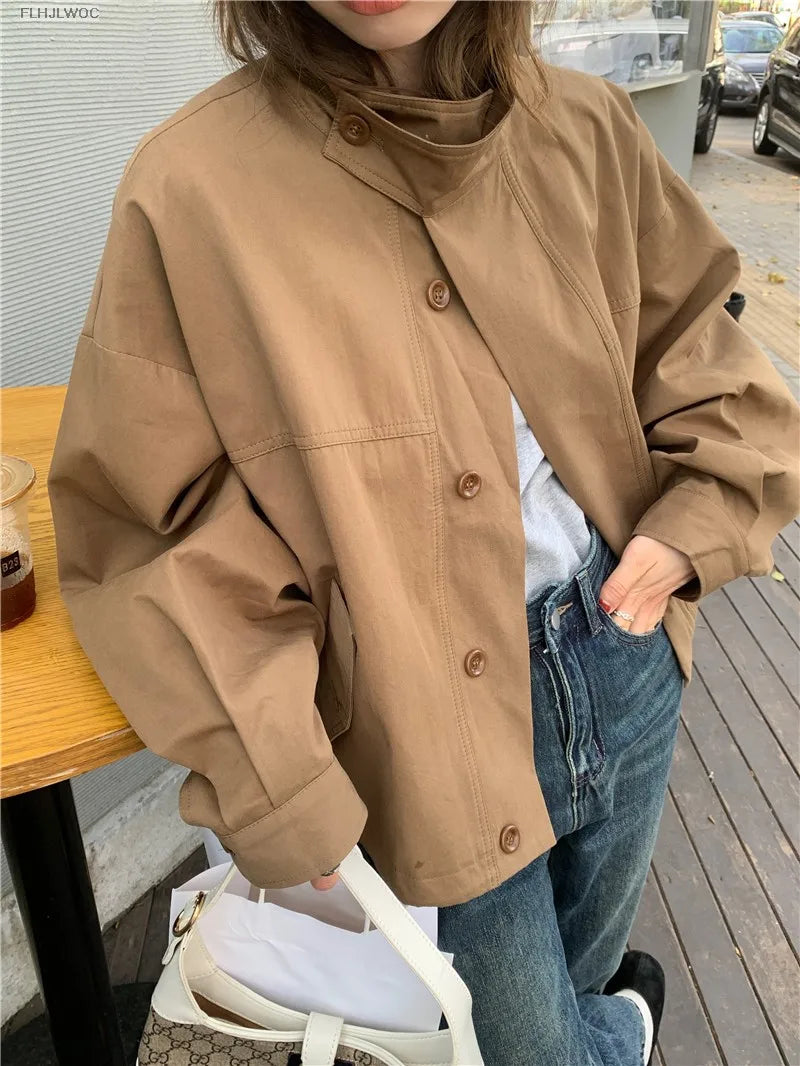 Woman Casual Loose Lazy Chic Long Sleeve Cotton Blends