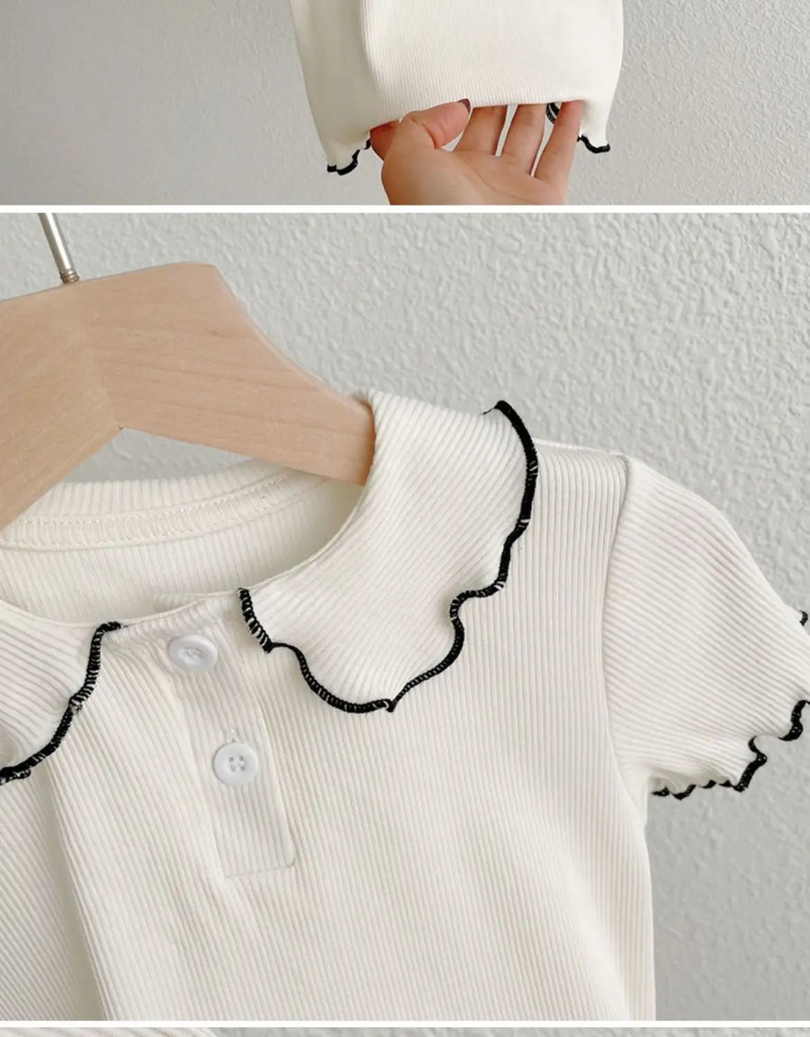 Girls' Summer Short-Sleeve T-Shirt Children Little Doll Collar Top Baby Summer Thin Half-Sleeve Base Shirt