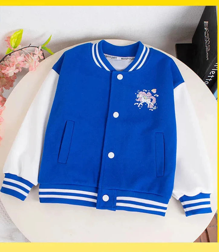 Girls Cartoon Unicorn Jackets For 3-12 Years Teens Clothes For Teenage Girls Sports Outerwear