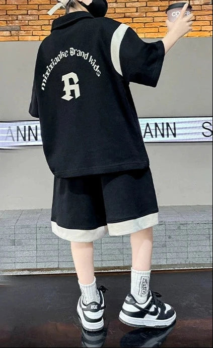New Letter Fashion T-Shirt + Shorts 2Pcs Boys